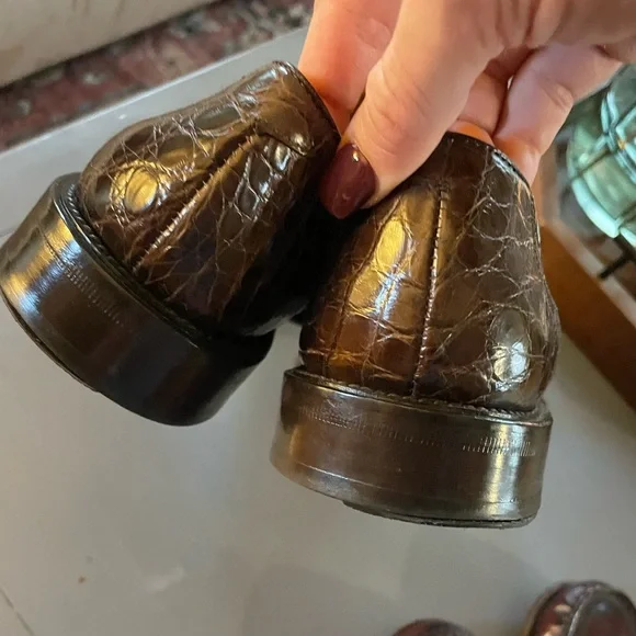 Mezlan Brown Genuine Crocodile lace up men shoes Size 10.5 -C - Picture 5 of 8